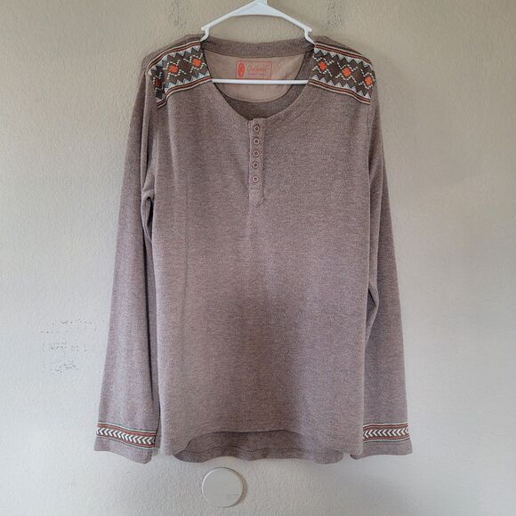 Outback Trading Co Long Sleeve Henley Shirt Size XL Casual Aztec Western Outdoor - Picture 1 of 8